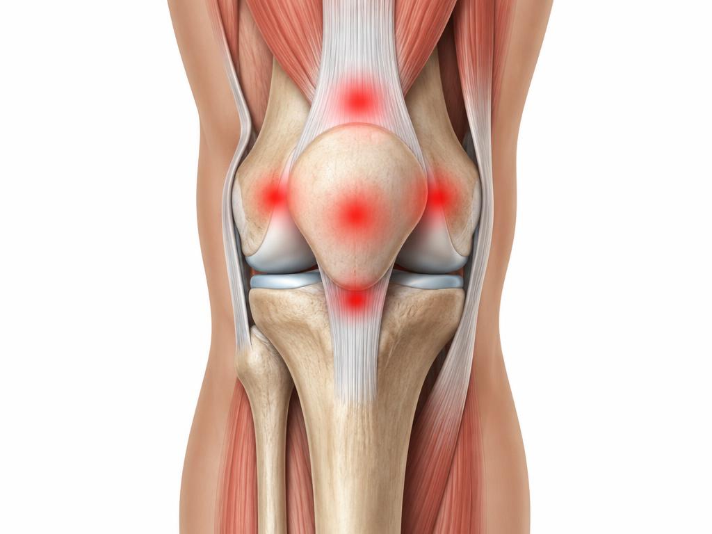 Ilustración de puntos de dolor en la rodilla